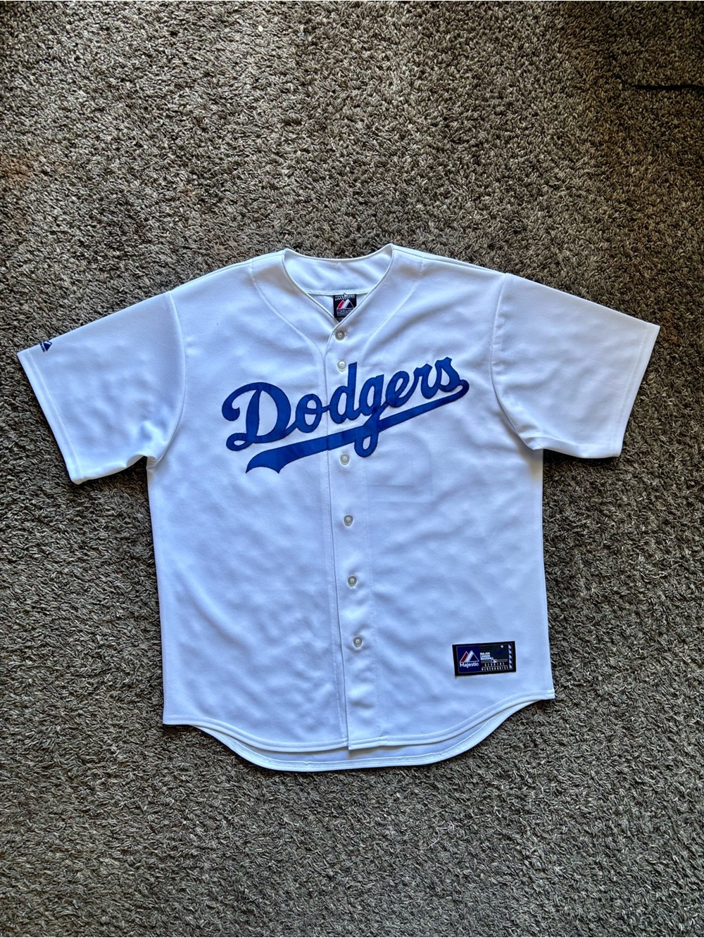 Dodgers Jersey Majestic with Blue Script Logo